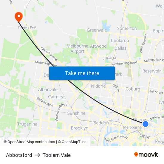 Abbotsford to Toolern Vale map