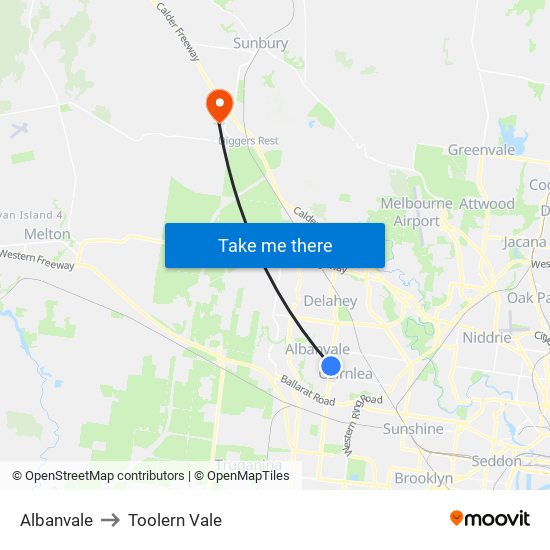 Albanvale to Toolern Vale map