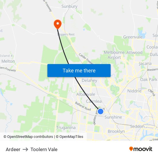 Ardeer to Toolern Vale map