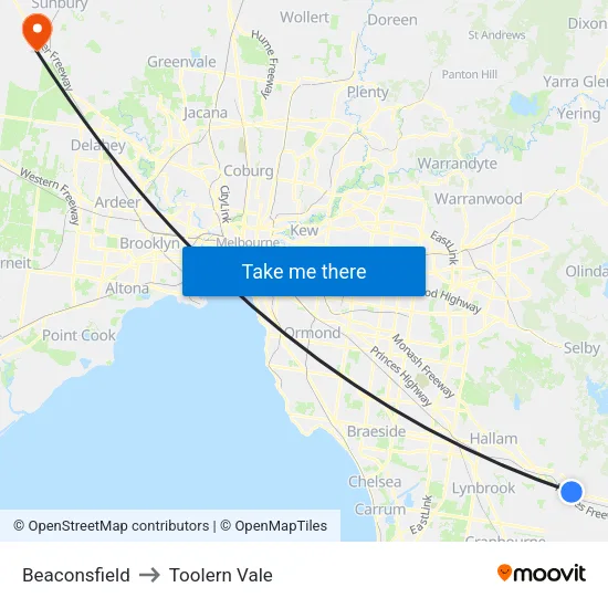 Beaconsfield to Toolern Vale map