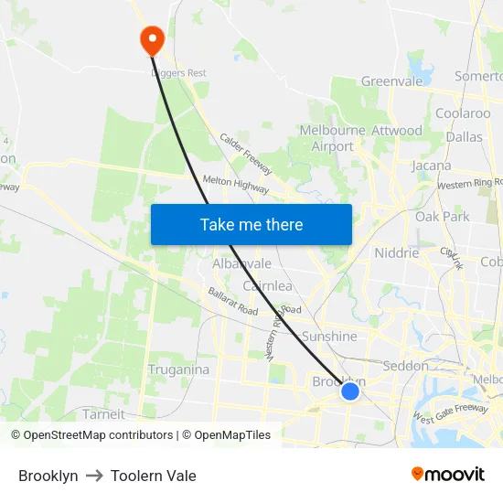 Brooklyn to Toolern Vale map