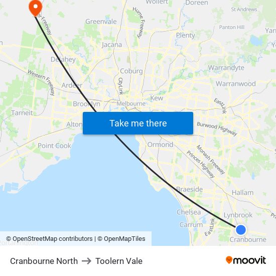 Cranbourne North to Toolern Vale map