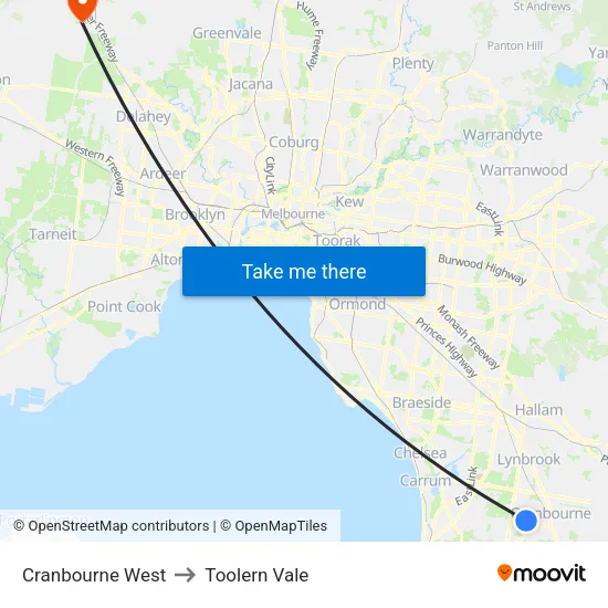 Cranbourne West to Toolern Vale map