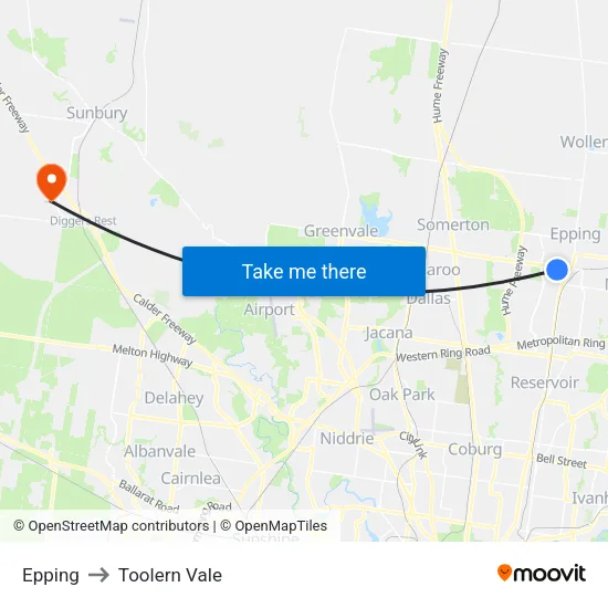 Epping to Toolern Vale map