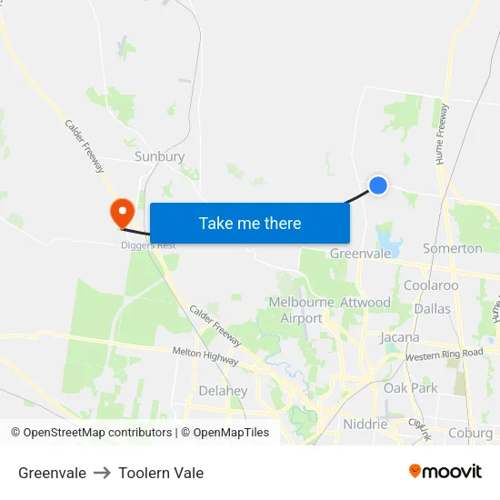 Greenvale to Toolern Vale map