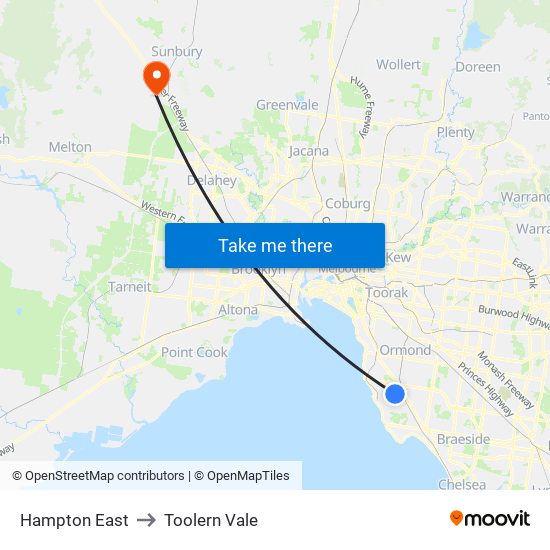 Hampton East to Toolern Vale map