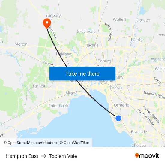 Hampton East to Toolern Vale map