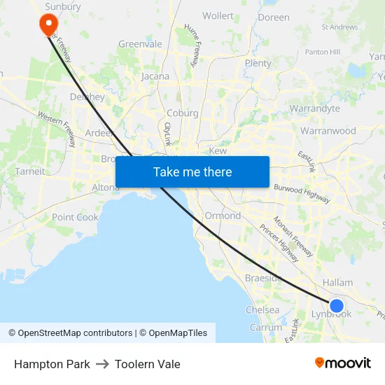 Hampton Park to Toolern Vale map