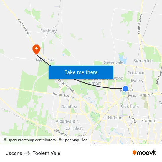 Jacana to Toolern Vale map