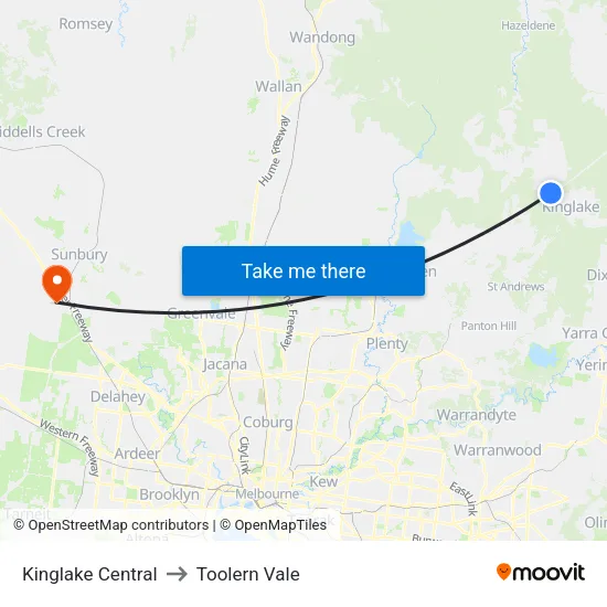 Kinglake Central to Toolern Vale map