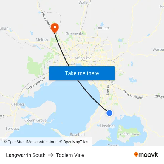 Langwarrin South to Toolern Vale map