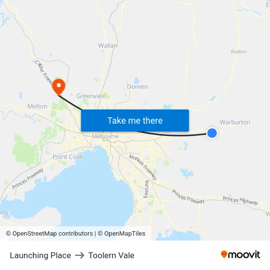 Launching Place to Toolern Vale map