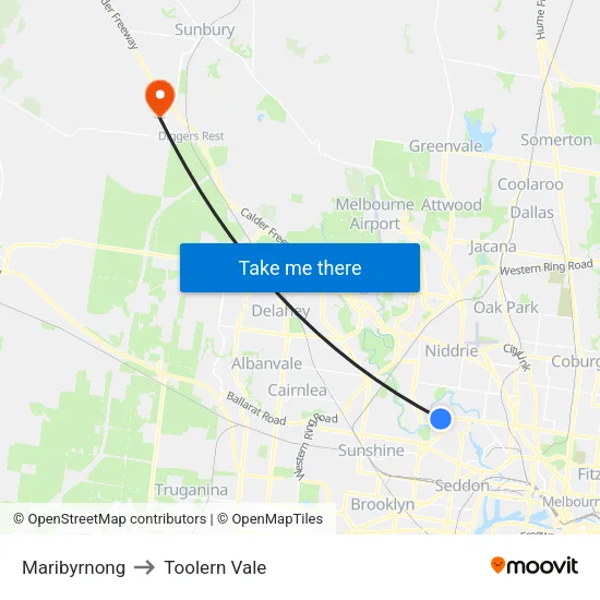 Maribyrnong to Toolern Vale map