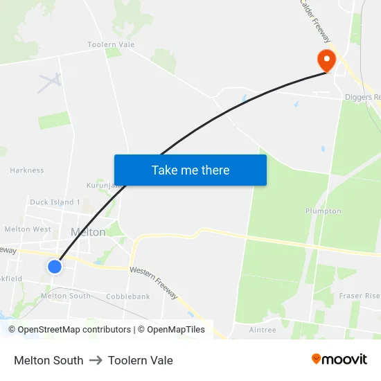 Melton South to Toolern Vale map