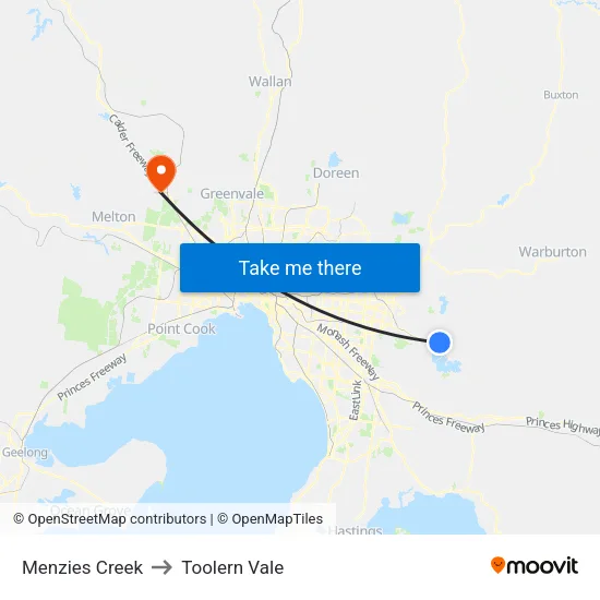 Menzies Creek to Toolern Vale map