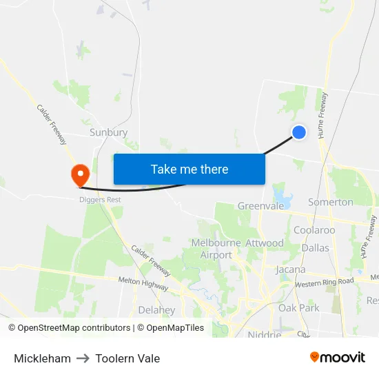 Mickleham to Toolern Vale map