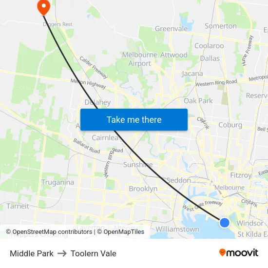 Middle Park to Toolern Vale map