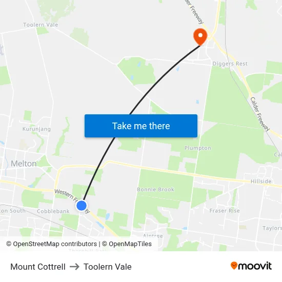 Mount Cottrell to Toolern Vale map