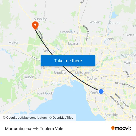 Murrumbeena to Toolern Vale map