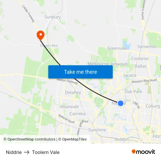 Niddrie to Toolern Vale map