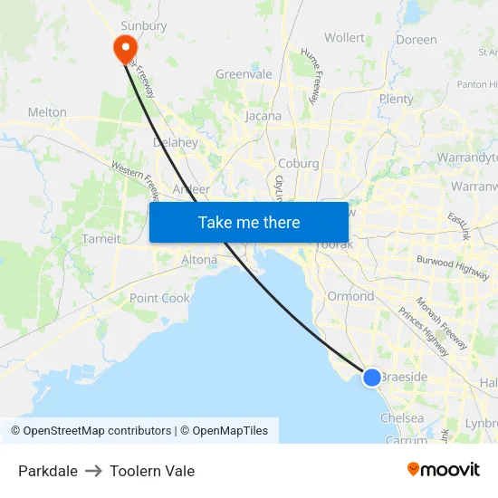 Parkdale to Toolern Vale map