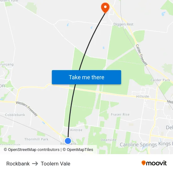 Rockbank to Toolern Vale map