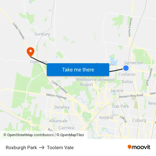 Roxburgh Park to Toolern Vale map