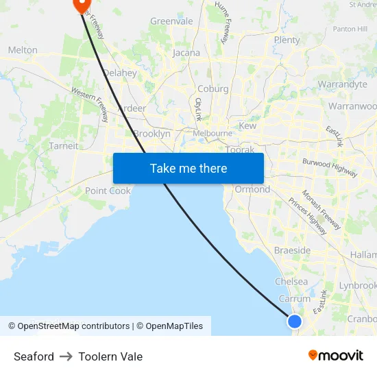 Seaford to Toolern Vale map