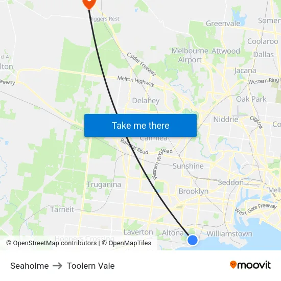 Seaholme to Toolern Vale map
