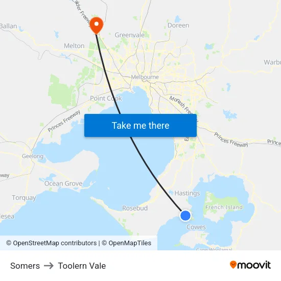 Somers to Toolern Vale map