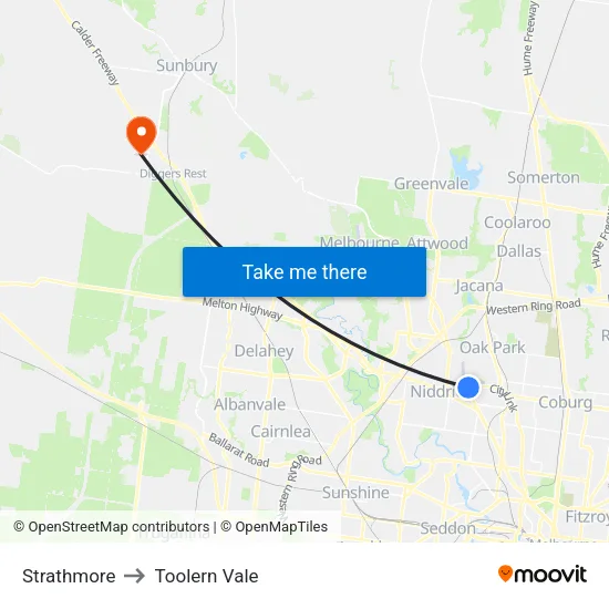 Strathmore to Toolern Vale map