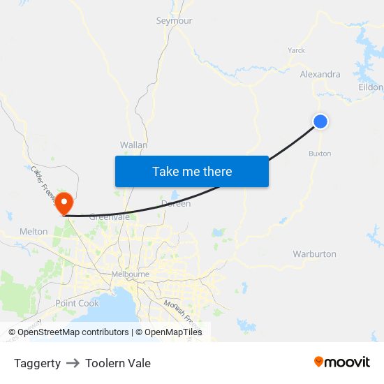 Taggerty to Toolern Vale map