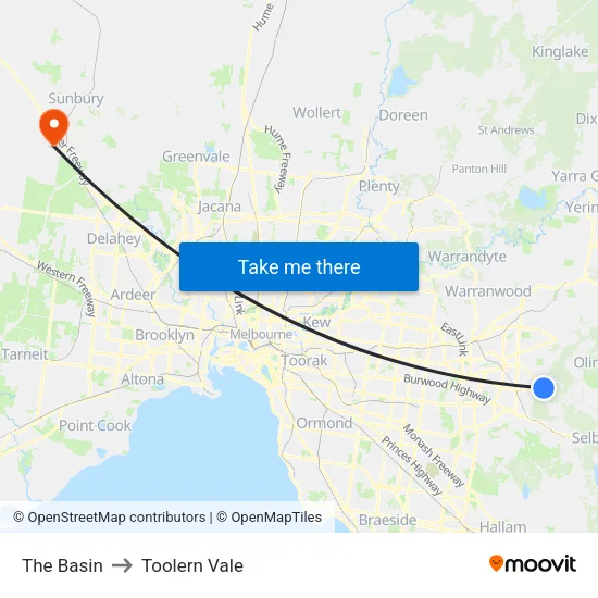 The Basin to Toolern Vale map
