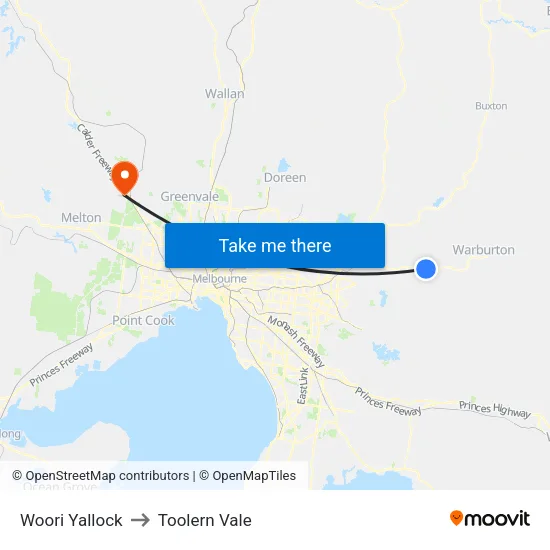 Woori Yallock to Toolern Vale map