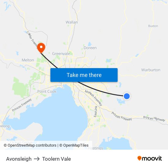 Avonsleigh to Toolern Vale map