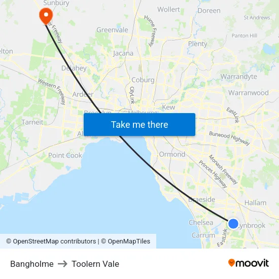 Bangholme to Toolern Vale map