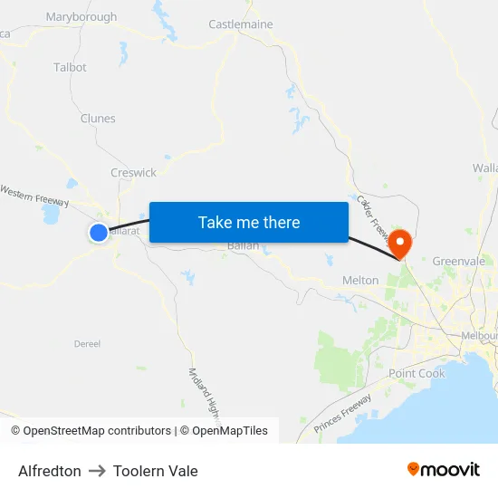 Alfredton to Toolern Vale map