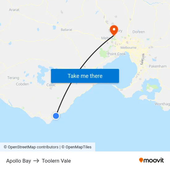 Apollo Bay to Toolern Vale map