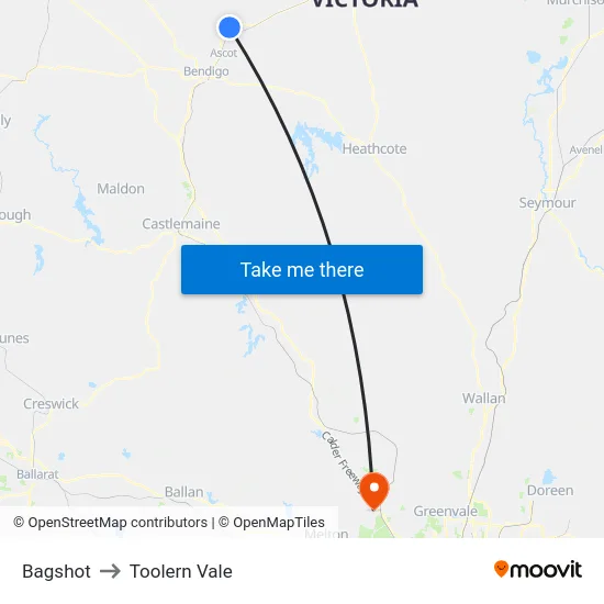 Bagshot to Toolern Vale map