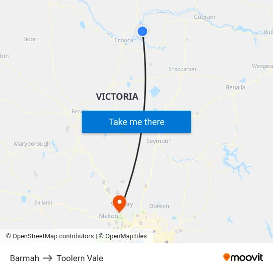 Barmah to Toolern Vale map