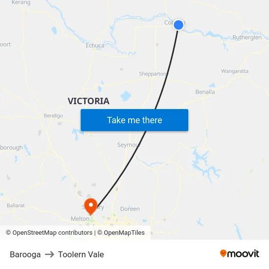 Barooga to Toolern Vale map