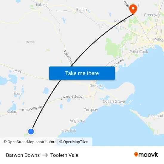 Barwon Downs to Toolern Vale map