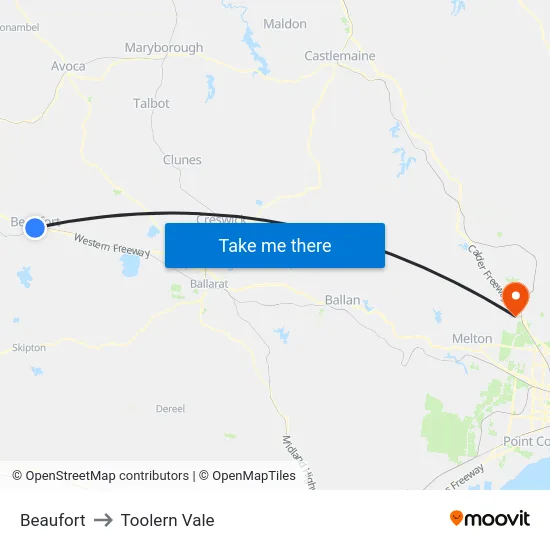 Beaufort to Toolern Vale map