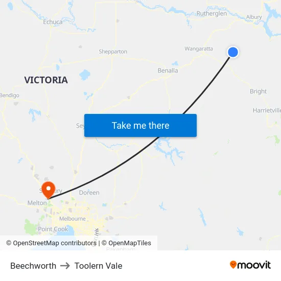 Beechworth to Toolern Vale map