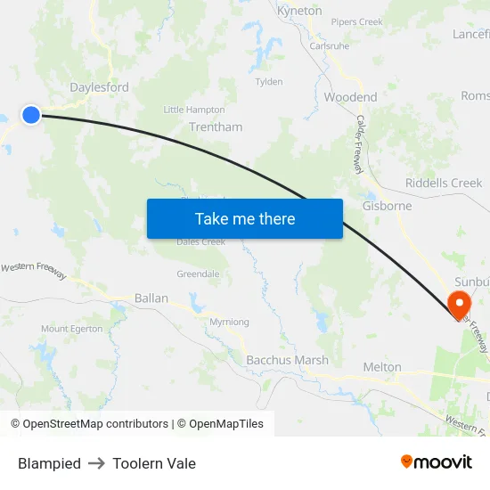 Blampied to Toolern Vale map