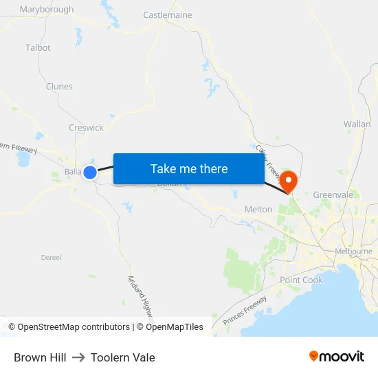 Brown Hill to Toolern Vale map