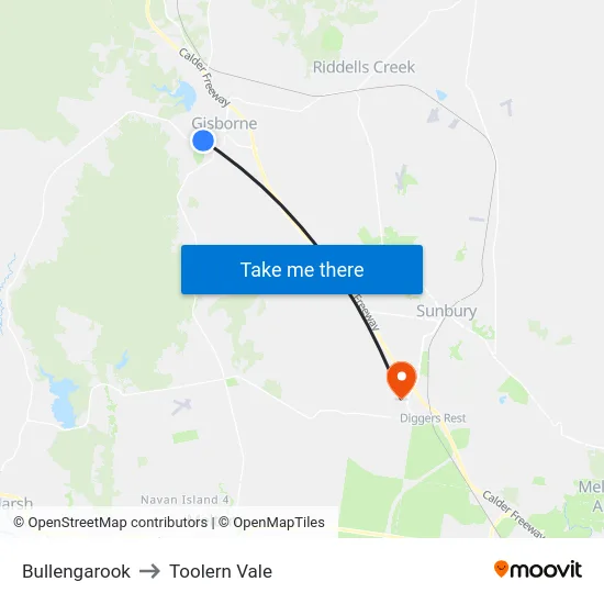Bullengarook to Toolern Vale map