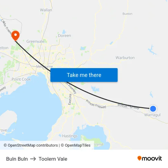 Buln Buln to Toolern Vale map