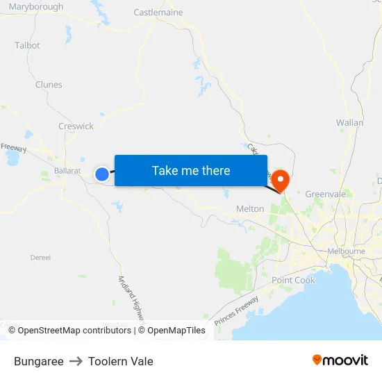 Bungaree to Toolern Vale map