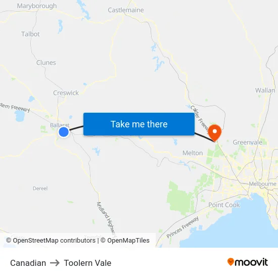 Canadian to Toolern Vale map